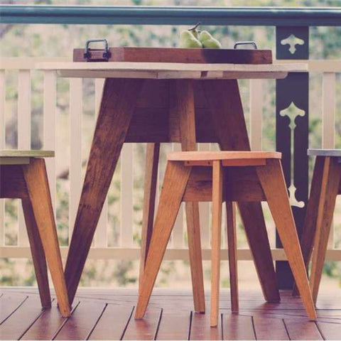 "Once Upon A Queenslander" Eco Recycled Cafe Style Round Dining Table "Once Upon A Queenslander" Eco Recycled Cafe Style Round Dining Table