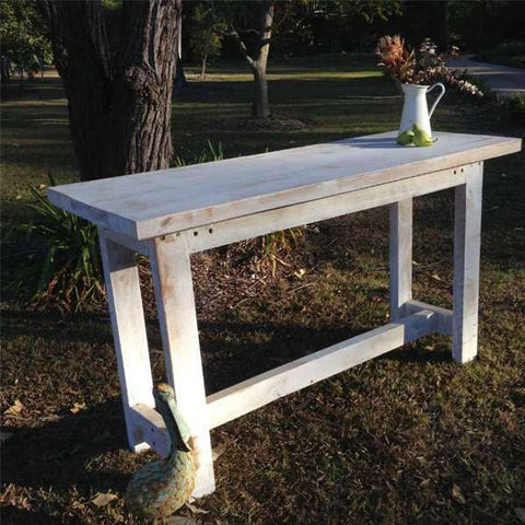 "Once Upon A Queenslander" Eco Recycled High Bench Table in White "Once Upon A Queenslander" Eco Recycled High Bench Table in White