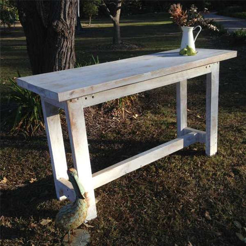 "Once Upon A Queenslander" Eco Recycled High Bench Table in White "Once Upon A Queenslander" Eco Recycled High Bench Table in White