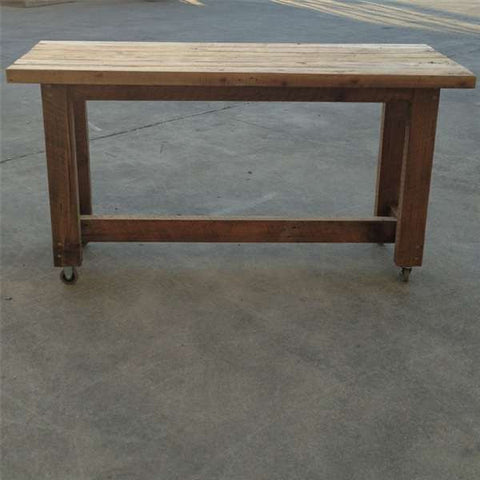 "Once Upon A Queenslander" Eco Recycled High Bench Table in Natural with Wheels "Once Upon A Queenslander" Eco Recycled High Bench Table in Natural with Wheels