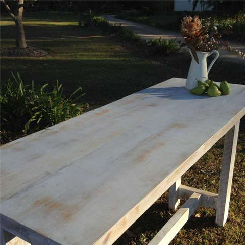 "Once Upon A Queenslander" Eco Recycled High Bench Table in White "Once Upon A Queenslander" Eco Recycled High Bench Table in White