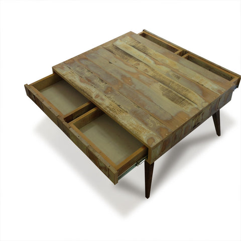 "Once Upon A Queenslander" Eco Recycled Retro Coffee Table With 4 Drawers "Once Upon A Queenslander" Eco Recycled Retro Coffee Table With 4 Drawers