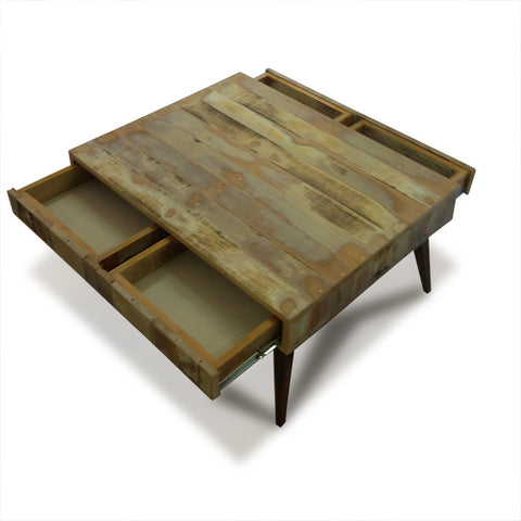 "Once Upon A Queenslander" Eco Recycled Retro Coffee Table With 4 Drawers "Once Upon A Queenslander" Eco Recycled Retro Coffee Table With 4 Drawers