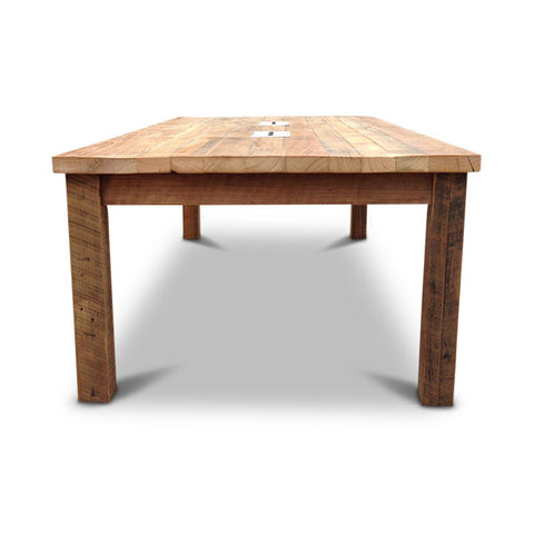 Modern Rustic Recycled Boardroom Table in Natural with Built-In Desk Modules Modern Rustic Recycled Boardroom Table in Natural with Built-In Desk Modules