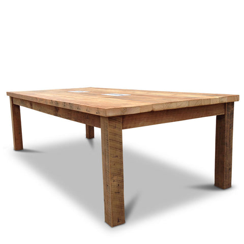 Modern Rustic Recycled Boardroom Table in Natural with Built-In Desk Modules Modern Rustic Recycled Boardroom Table in Natural with Built-In Desk Modules