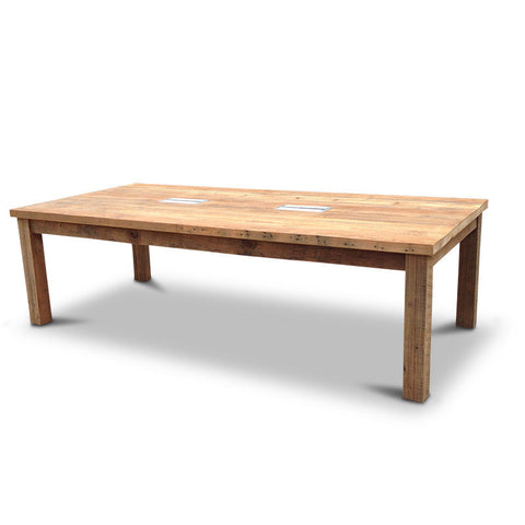 Modern Rustic Recycled Boardroom Table in Natural with Built-In Desk Modules Modern Rustic Recycled Boardroom Table in Natural with Built-In Desk Modules