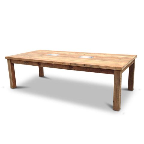 Modern Rustic Recycled Boardroom Table in Natural with Built-In Desk Modules Modern Rustic Recycled Boardroom Table in Natural with Built-In Desk Modules