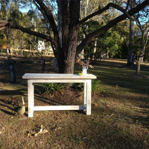 "Once Upon A Queenslander" Eco Recycled High Bench Table in White "Once Upon A Queenslander" Eco Recycled High Bench Table in White