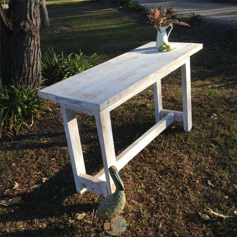 "Once Upon A Queenslander" Eco Recycled High Bench Table in White "Once Upon A Queenslander" Eco Recycled High Bench Table in White