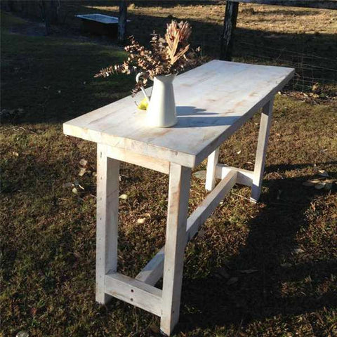 "Once Upon A Queenslander" Eco Recycled High Bench Table in White "Once Upon A Queenslander" Eco Recycled High Bench Table in White