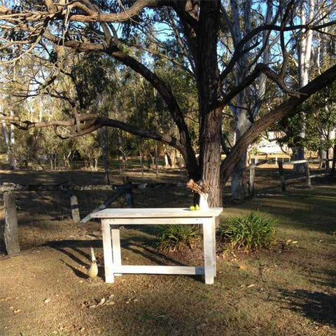 "Once Upon A Queenslander" Eco Recycled High Bench Table in White "Once Upon A Queenslander" Eco Recycled High Bench Table in White