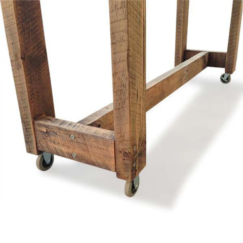 Retro Recycled Country Farmhouse High Bench Table in Natural with Wheels Retro Recycled Country Farmhouse High Bench Table in Natural with Wheels