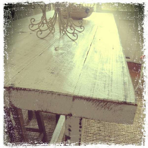 "Once Upon A Queenslander" Eco Recycled High Bench Table in White "Once Upon A Queenslander" Eco Recycled High Bench Table in White