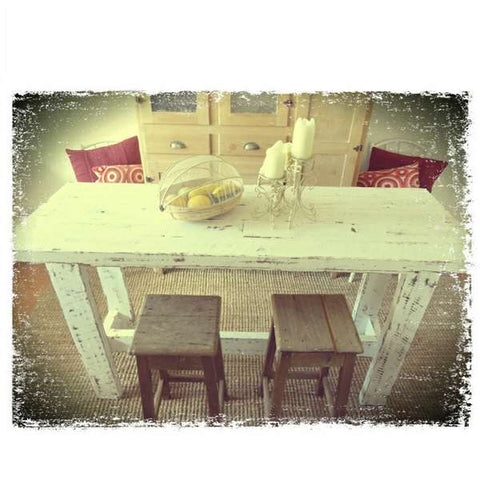 "Once Upon A Queenslander" Eco Recycled High Bench Table in White "Once Upon A Queenslander" Eco Recycled High Bench Table in White