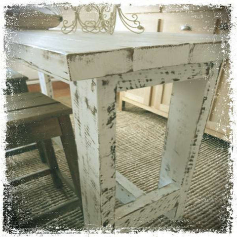 "Once Upon A Queenslander" Eco Recycled High Bench Table in White "Once Upon A Queenslander" Eco Recycled High Bench Table in White