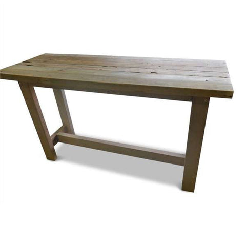 "Once Upon A Queenslander" Eco Recycled High Bench Table in Natural with Wheels (SUPERSIZED) "Once Upon A Queenslander" Eco Recycled High Bench Table in Natural with Wheels (SUPERSIZED)