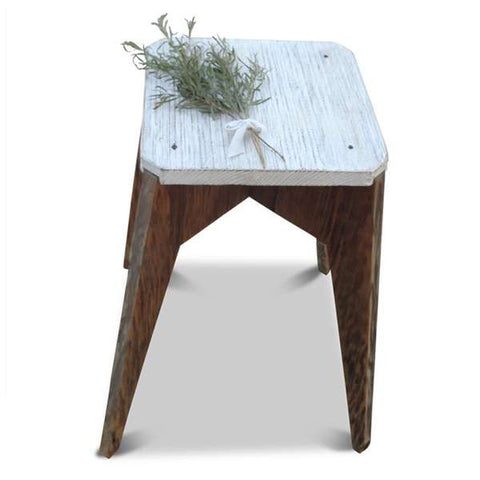 "Once Upon A Queenslander" Eco Recycled Stool in White "Once Upon A Queenslander" Eco Recycled Stool in White