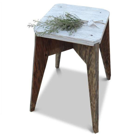 "Once Upon A Queenslander" Eco Recycled Stool in White "Once Upon A Queenslander" Eco Recycled Stool in White