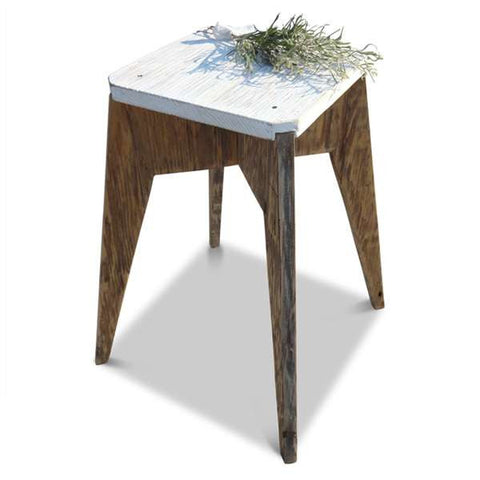 "Once Upon A Queenslander" Eco Recycled Stool in White "Once Upon A Queenslander" Eco Recycled Stool in White