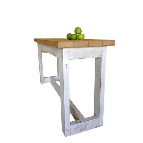 "Once Upon A Queenslander" Eco Recycled "Petite" High Bench Table in Natural & White "Once Upon A Queenslander" Eco Recycled "Petite" High Bench Table in Natural & White