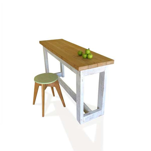 "Once Upon A Queenslander" Eco Recycled "Petite" High Bench Table in Natural & White "Once Upon A Queenslander" Eco Recycled "Petite" High Bench Table in Natural & White