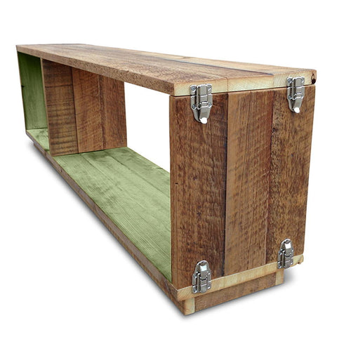 "Once Upon A Queenslander" Eco Recycled Modular Bookcase / Bench / TV Stand in Mint Green "Once Upon A Queenslander" Eco Recycled Modular Bookcase / Bench / TV Stand in Mint Green