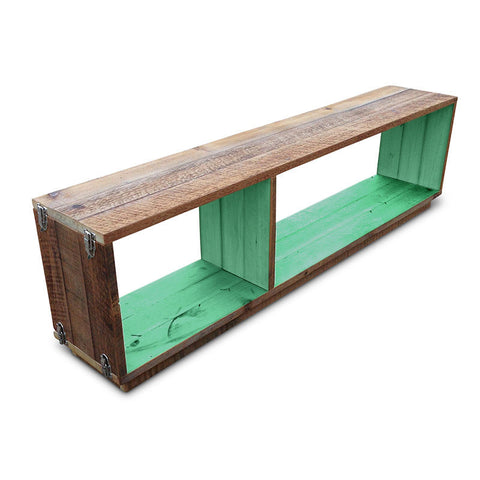 "Once Upon A Queenslander" Eco Recycled Modular Bookcase / Bench / TV Stand in Teal Green "Once Upon A Queenslander" Eco Recycled Modular Bookcase / Bench / TV Stand in Teal Green