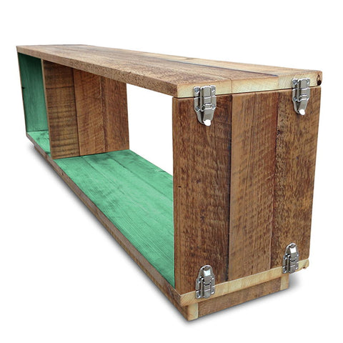 "Once Upon A Queenslander" Eco Recycled Modular Bookcase / Bench / TV Stand in Teal Green "Once Upon A Queenslander" Eco Recycled Modular Bookcase / Bench / TV Stand in Teal Green