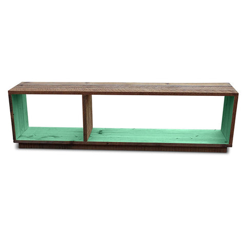 "Once Upon A Queenslander" Eco Recycled Modular Bookcase / Bench / TV Stand in Teal Green