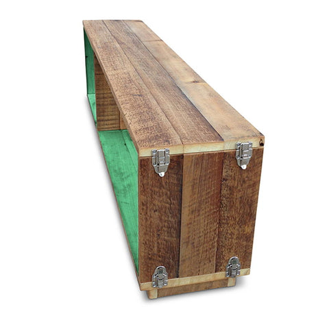 "Once Upon A Queenslander" Eco Recycled Modular Bookcase / Bench / TV Stand in Teal Green "Once Upon A Queenslander" Eco Recycled Modular Bookcase / Bench / TV Stand in Teal Green