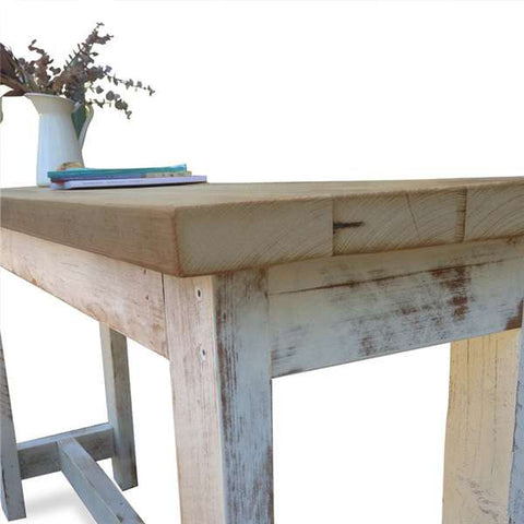 "Once Upon A Queenslander" Eco Recycled "Petite" High Bench Table in Natural & White "Once Upon A Queenslander" Eco Recycled "Petite" High Bench Table in Natural & White