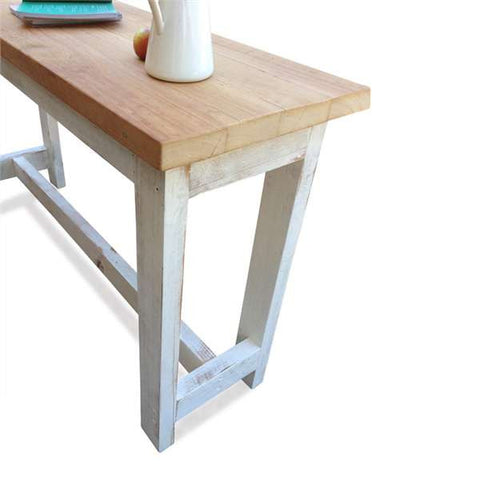"Once Upon A Queenslander" Eco Recycled "Petite" High Bench Table in Natural & White "Once Upon A Queenslander" Eco Recycled "Petite" High Bench Table in Natural & White