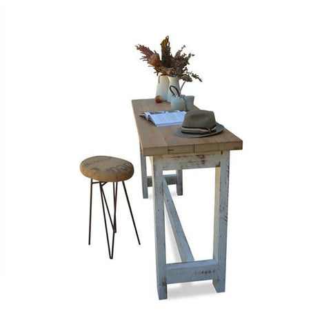 "Once Upon A Queenslander" Eco Recycled "Petite" High Bench Table in Natural & White "Once Upon A Queenslander" Eco Recycled "Petite" High Bench Table in Natural & White