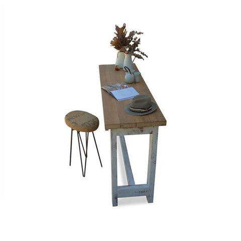 "Once Upon A Queenslander" Eco Recycled "Petite" High Bench Table in Natural & White "Once Upon A Queenslander" Eco Recycled "Petite" High Bench Table in Natural & White