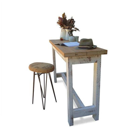 "Once Upon A Queenslander" Eco Recycled "Petite" High Bench Table in Natural & White "Once Upon A Queenslander" Eco Recycled "Petite" High Bench Table in Natural & White