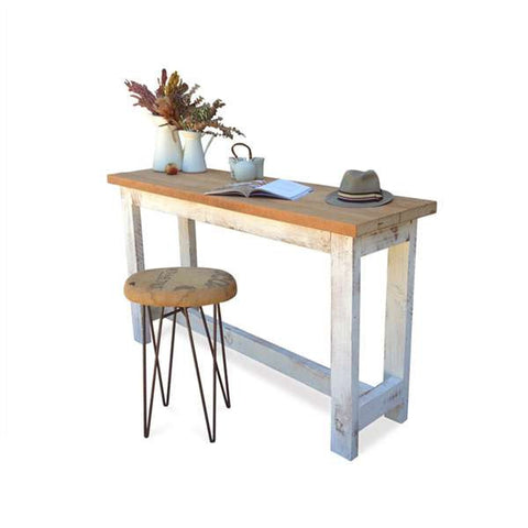 "Once Upon A Queenslander" Eco Recycled "Petite" High Bench Table in Natural & White "Once Upon A Queenslander" Eco Recycled "Petite" High Bench Table in Natural & White