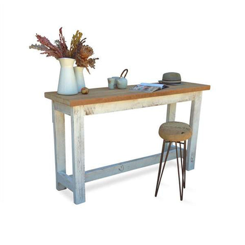 "Once Upon A Queenslander" Eco Recycled "Petite" High Bench Table in Natural & White "Once Upon A Queenslander" Eco Recycled "Petite" High Bench Table in Natural & White