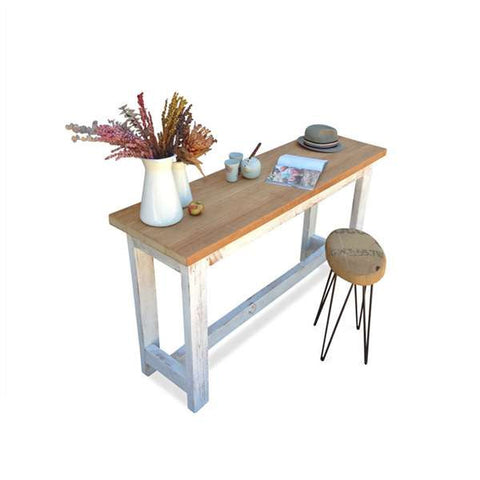"Once Upon A Queenslander" Eco Recycled "Petite" High Bench Table in Natural & White "Once Upon A Queenslander" Eco Recycled "Petite" High Bench Table in Natural & White