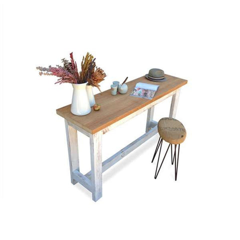 "Once Upon A Queenslander" Eco Recycled "Petite" High Bench Table in Natural & White "Once Upon A Queenslander" Eco Recycled "Petite" High Bench Table in Natural & White