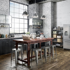 "Once Upon A Queenslander" Industrial Recycled High Bench Table Dark Walnut Finish (SUPERSIZED)