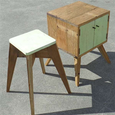 "Once Upon A Queenslander" Eco Recycled Stool in Mint "Once Upon A Queenslander" Eco Recycled Stool in Mint