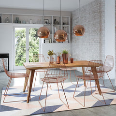 Modern Mid Century Retro Recycled Dining Table in Natural Medium (1.8m)