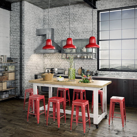 Retro Recycled Country Farmhouse High Bench Table in White & Natural with Wheels (SUPERSIZED) Retro Recycled Country Farmhouse High Bench Table in White & Natural with Wheels (SUPERSIZED)