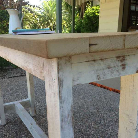 "Once Upon A Queenslander" Eco Recycled "Petite" High Bench Table in Natural & White "Once Upon A Queenslander" Eco Recycled "Petite" High Bench Table in Natural & White