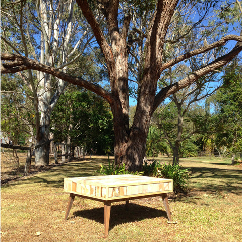 "Once Upon A Queenslander" Eco Recycled Retro Coffee Table With 4 Drawers "Once Upon A Queenslander" Eco Recycled Retro Coffee Table With 4 Drawers