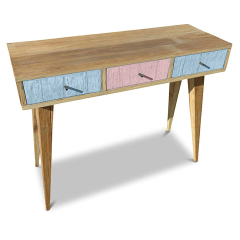 "Once Upon A Queenslander" Eco Recycled Retro Hall Table / Console / Dressing Table / Desk in Blue & Pink "Once Upon A Queenslander" Eco Recycled Retro Hall Table / Console / Dressing Table / Desk in Blue & Pink