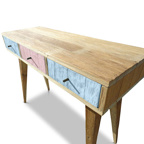 "Once Upon A Queenslander" Eco Recycled Retro Hall Table / Console / Dressing Table / Desk in Powder Blue & Blush Pink "Once Upon A Queenslander" Eco Recycled Retro Hall Table / Console / Dressing Table / Desk in Powder Blue & Blush Pink