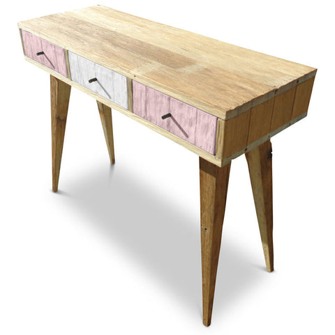 "Once Upon A Queenslander" Eco Recycled Retro Hall Table / Console / Dressing Table / Desk in Blush Pink & White "Once Upon A Queenslander" Eco Recycled Retro Hall Table / Console / Dressing Table / Desk in Blush Pink & White