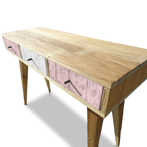 "Once Upon A Queenslander" Eco Recycled Retro Hall Table / Console / Dressing Table / Desk in Blush Pink & White "Once Upon A Queenslander" Eco Recycled Retro Hall Table / Console / Dressing Table / Desk in Blush Pink & White