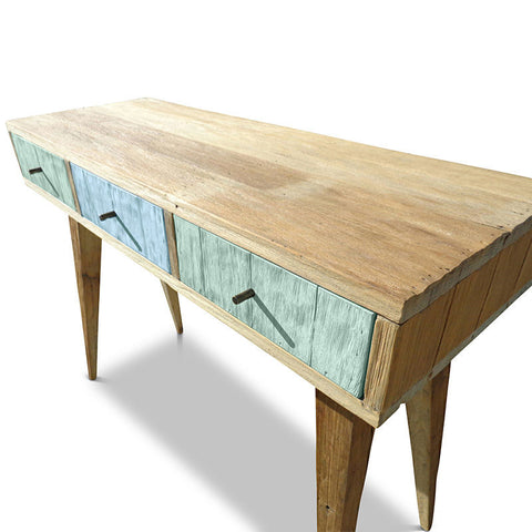 "Once Upon A Queenslander" Eco Recycled Retro Hall Table / Console / Dressing Table / Desk in Teal Green & Powder Blue "Once Upon A Queenslander" Eco Recycled Retro Hall Table / Console / Dressing Table / Desk in Teal Green & Powder Blue